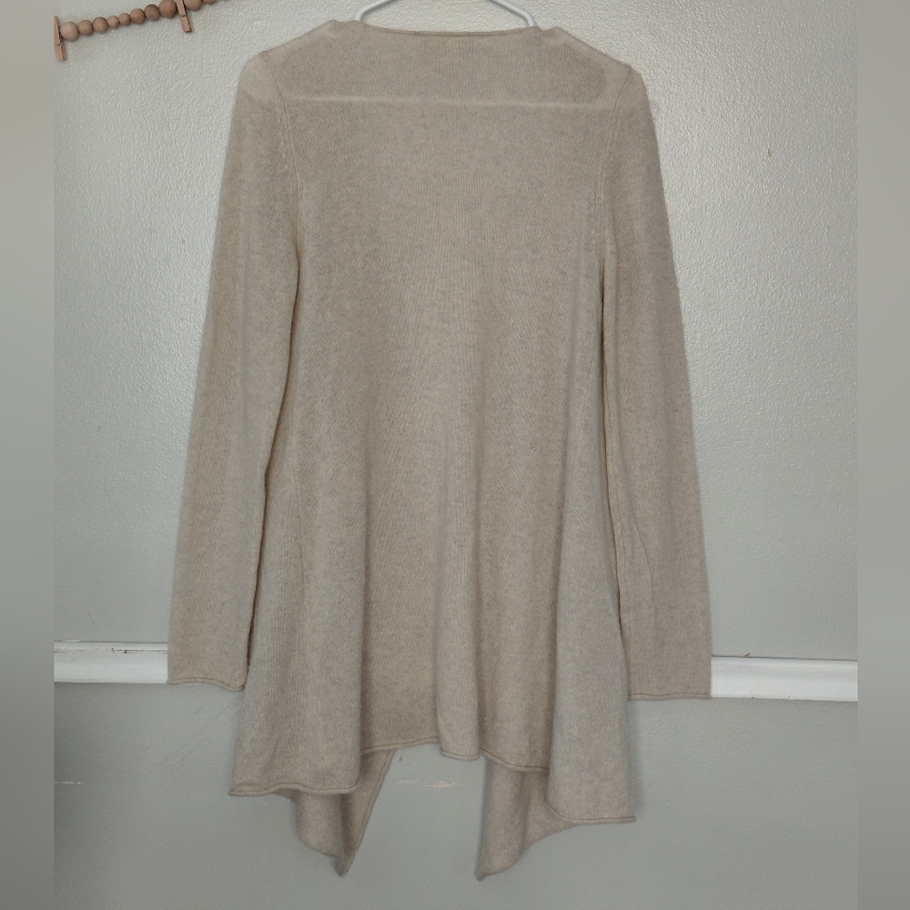 Hayden 100% Cashmere Waterfall Drapey Oatmeal Cream Ultra Light Cardigan - Picture 2 of 4
